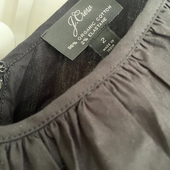 J.Crew V-back Puff-Sleeve Stretch Cotton Poplin Top | Black| Size 2 | NWOT - Picture 5 of 8